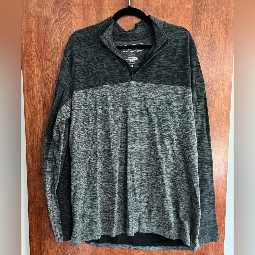 Marc Anthony Men's Charcoal and Black‎ Zip-Up Sweater